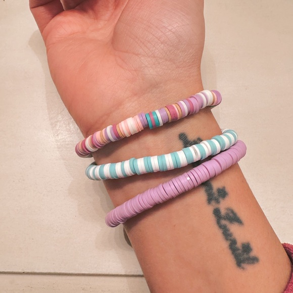 WWJD Multicolor Clay Christian Faith Jewelery Jesus Bracelet Stack Pastel Heishi - Picture 6 of 6